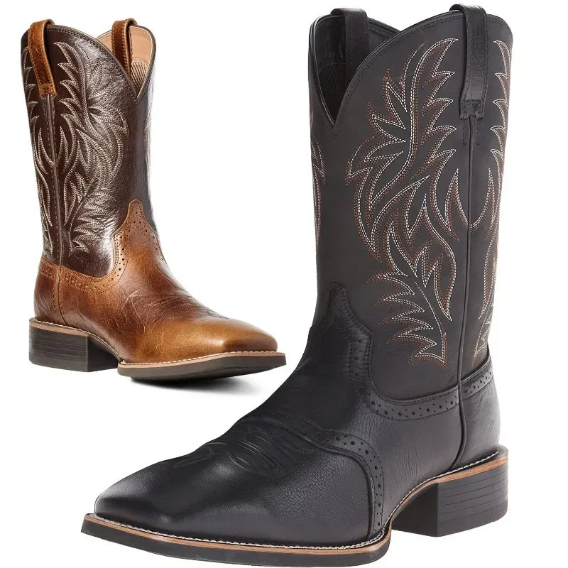 Classic Western Cowboy Boots - Brown & Black